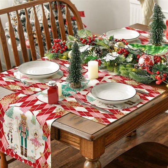 Nutcracker Placemats Christmas Decor Red Xmas Holiday Table Decorations Set 4 - Picture 4 of 8